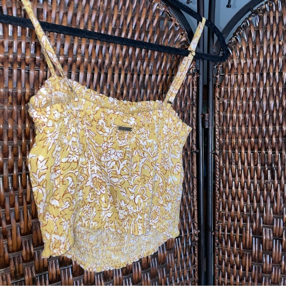 Billabong yellow floral cropped tank top - Picture 4 of 6